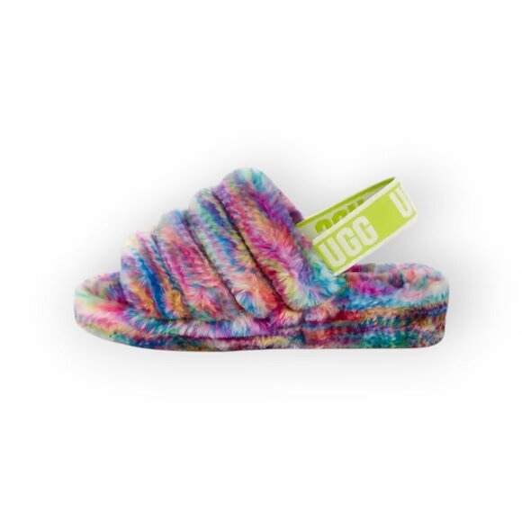 UGG Women's Fluff Yeah Pixelate Rainbow Slip-On Sandals Size 7 - Picture 5 of 14